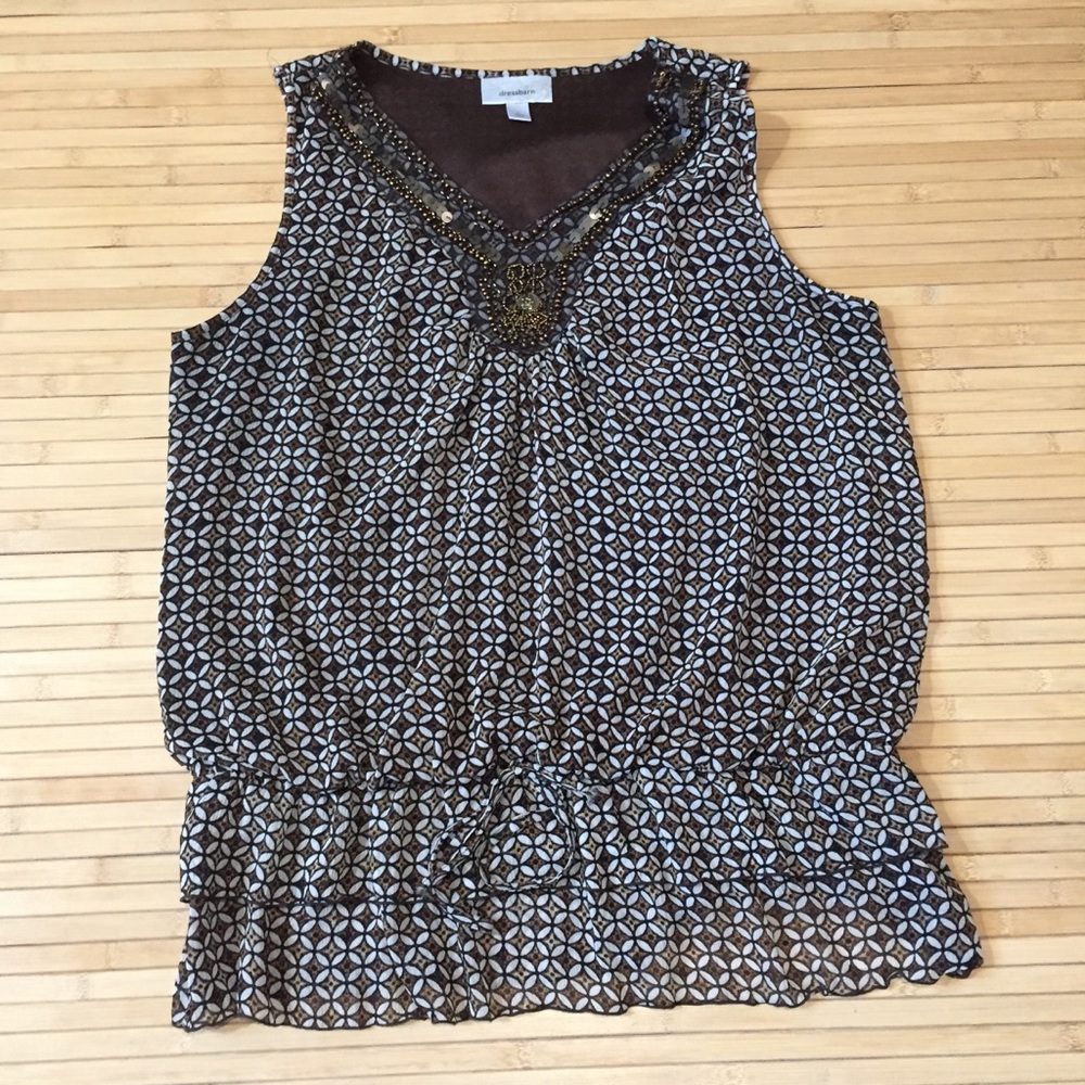 🌈3/20 Dressbarn brown geometric print top